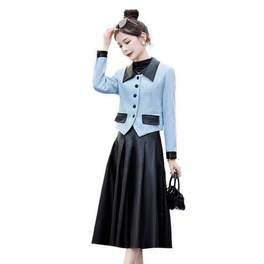 HR-YIXG3332小香风减龄短款外套套装女2025春季新款优雅显瘦半身裙时尚两件套 商品图4