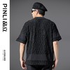 PINLI品立2025春夏新款潮牌格子毛边短袖T恤男士宽松时尚休闲上衣B252111008 商品缩略图2