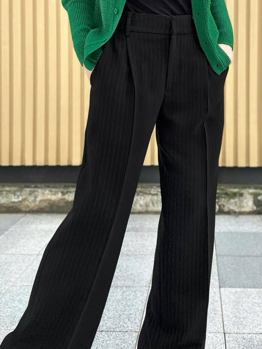 TYNVIE 连腰带直筒裤-黑色 商品图5