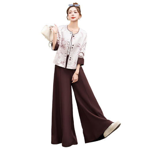 HR-GJC2511民族风两件套裙马甲春季新款新中式国风盘扣提花烫金时尚休闲套装 商品图4