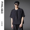 PINLI品立2025春夏新款男士可开扣剪花面料圆领宽松短袖T恤上衣潮B252111005 商品缩略图1