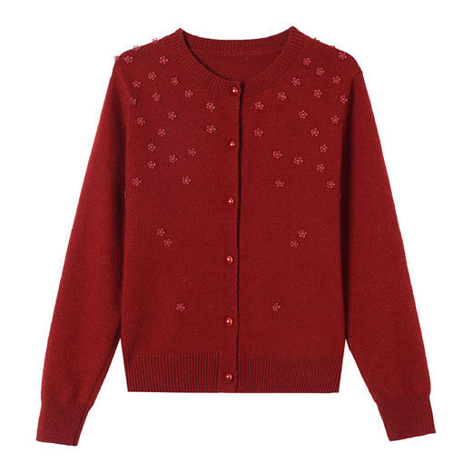 CC-27-2509好看红色毛衣开衫女2025新款春秋薄款针织衫内搭可外穿针织外套女 商品图4