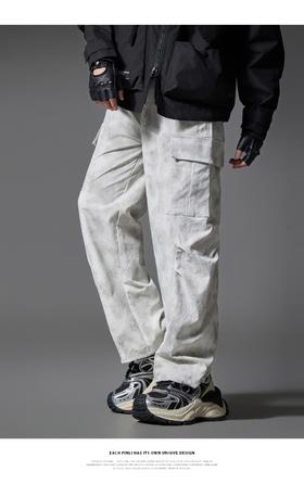 PINLI品立2025春季新款扎染宽松工装裤男士潮牌直筒裤美式伞兵裤GD251117089