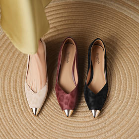 【预售5天】豹纹高跟鞋女粗跟气质红色金属头防踢设计款法式复古小跟单鞋女LD&7263