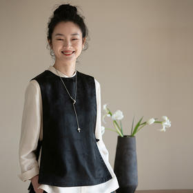 牧衣游原创 提花香云纱马夹女春季新款复古文艺新中式马甲 森然