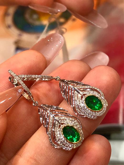 1.2ct刻面祖母绿耳坠 商品图3