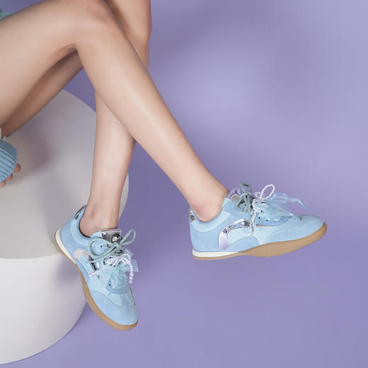 豪麟名鞋奥莱迪嘉女鞋时尚休闲鞋牛反绒面革+织物DJJGA51WX017蓝色  原价1660元 商品图1