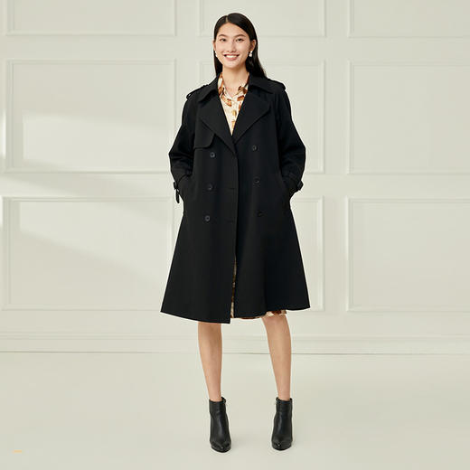 EITIE爱特爱秋季新款酷感经典双排扣通勤长款风衣外套C2204004 商品图8