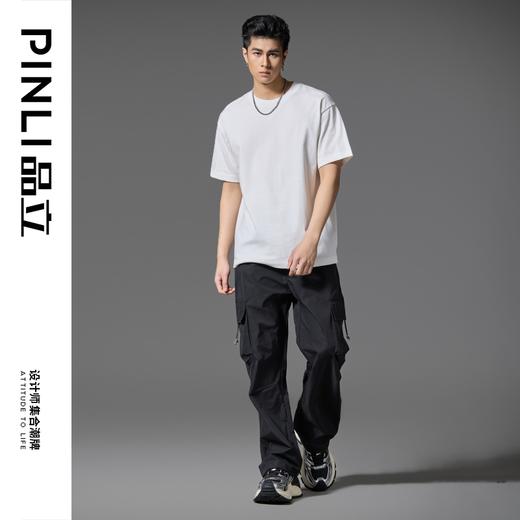 PINLI品立2025春季新款男装基础款打底衫宽松厚版重磅圆领短袖t恤GD251111013 商品图1