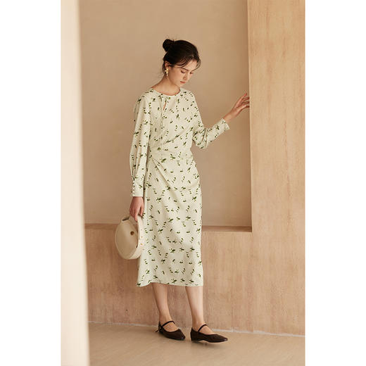 HeyDress新中式印花褶皱连衣裙 商品图2