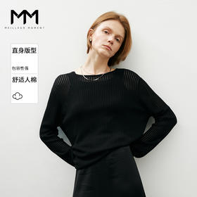 【商场同款】麦檬春秋慵懒随性亚麻混纺镂空套头毛衫5F2130941