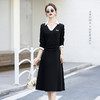 HR-YIXG8855拼色小众设计感衬衫POLO领收腰显高小黑裙2025新款收腰气质连衣裙 商品缩略图2