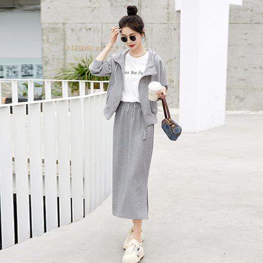 HR-YXG3102时尚休闲两件套裙2025春季新款女装卫衣中长款半身裙套装 商品图0