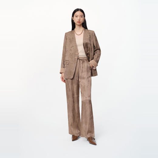 NEELLY纳俪商场同款春季新款暗纹印花新中式V领设计宽松外套女N25024W04563 商品图2