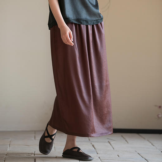牧衣游原创 25姆米香云纱净色半裙女新款宽松显瘦休闲半身裙 若欢 商品图0