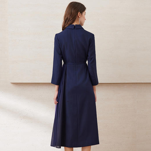EITIE爱特爱冬季新品高腰修身立体西装拼接优雅连衣裙6507255 商品图5