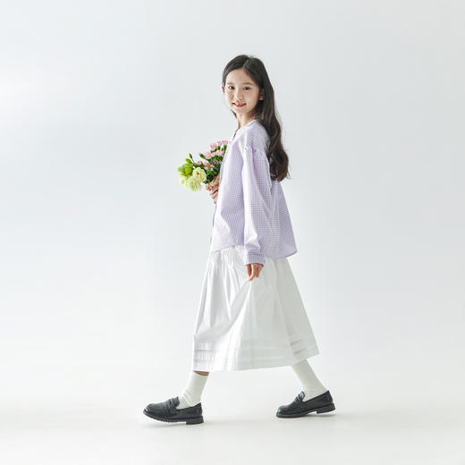 （合作款）棵初2025年春季新款童装紫色格子长袖衬衫 商品图3