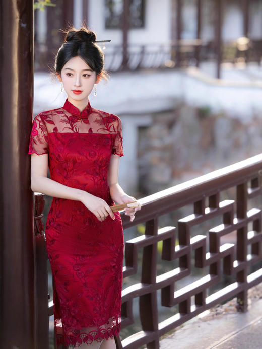 新中式改良国风旗袍，时尚刺绣中长款连衣裙MLS-6952 商品图1