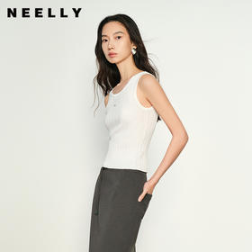 NEELLY纳俪商场同款春季新款坑条肌理针织背心女随性修身显瘦上衣N25022A01073