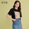 EITIE爱特爱秋季新款时尚百搭打底舒适圆领印花T恤女7502202 商品缩略图0