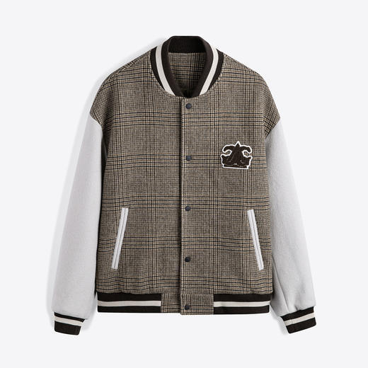 GXG男装 拼色双面呢格纹保暖棒球服夹克外套 冬季热卖夹克 商品图4