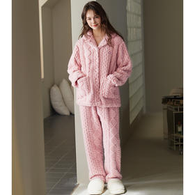 芬腾珊瑚绒睡衣秋冬季情侣套装男女士加绒加厚抗静电加大码家居服