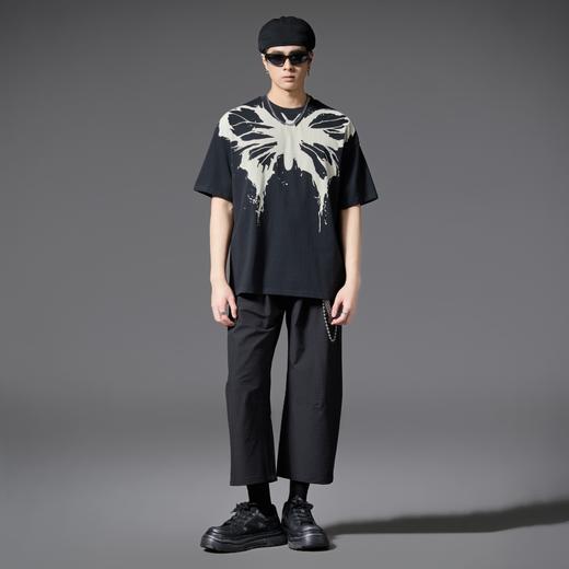 PINLI品立2025春夏新款男蝴蝶印花圆领休闲短袖T恤上衣B252111010 商品图2