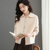 CC-5-6317纯色拉链翻领优雅气质温柔短款针织开衫2025年春秋季新款外套上衣 商品缩略图3