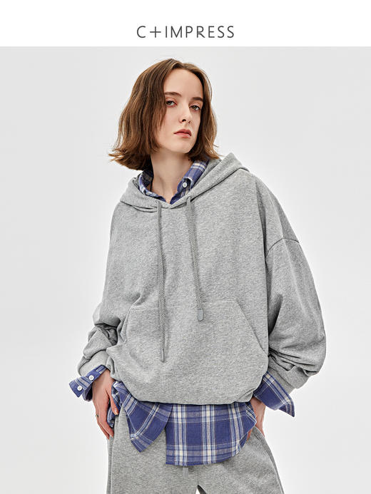 西嘉|时髦精B入 长绒棉重工连帽花苞卫衣女春秋宽松百搭套头上衣WY2501005 商品图0