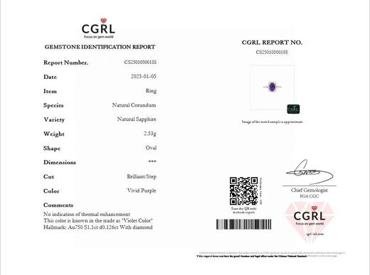 1.1ct刻面紫蓝宝戒指 商品图4