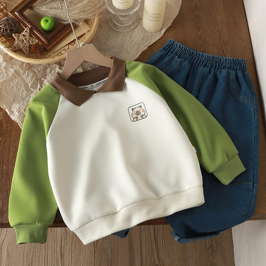 【开春福利🔥29.9/件】儿童多巴胺色卫裤男女童休闲裤子宽松翻领卫衣聚 商品图7