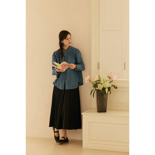 HeyDress花边领百搭牛仔衬衫 商品图3