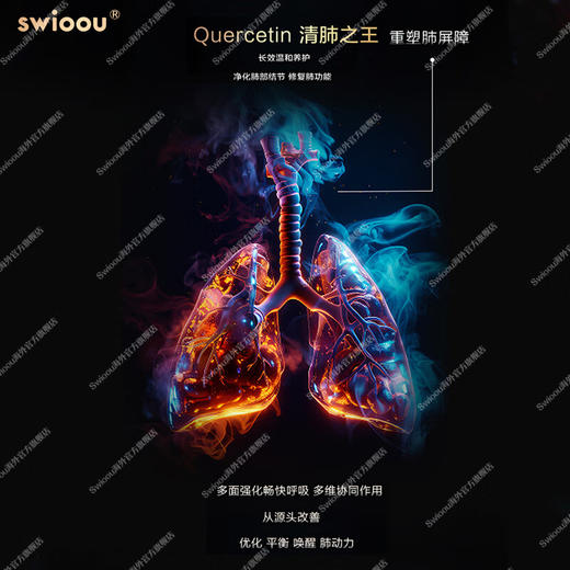 美国Swioou帝肺片槲皮素润肺护肺多重养护焕生 60片瓶 商品图1