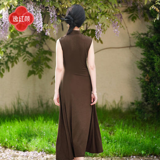 逸红颜浮棽2025年夏季新款针织新中式抽褶显瘦旗袍改良连衣裙女 商品图5