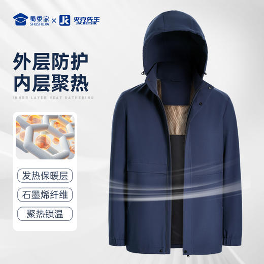 【实付满399送保温杯】【石墨烯风衣外套】可拆卸连帽风衣外套 发热保暖通勤夹克 WZ401 商品图4