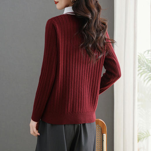 CC-5-6333新款春假两件针织衫女POLO领洋气毛衣外套女港风气质翻领上衣 商品图3