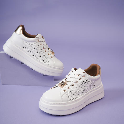 豪麟名鞋奥莱迪嘉女鞋时尚休闲鞋牛皮革DJJGA51WX013白色  原价1960元 商品图3