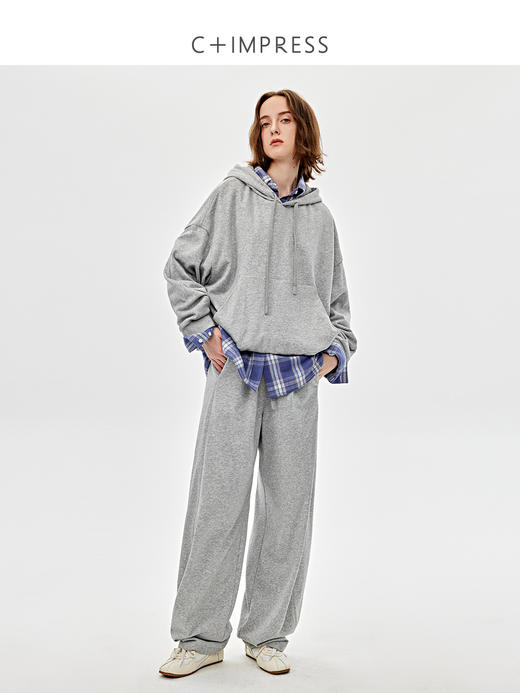 西嘉|时髦精B入 长绒棉重工连帽花苞卫衣女春秋宽松百搭套头上衣WY2501005 商品图2