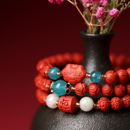 【带证书！原创朱砂手链礼盒】高纯度男女金珀圆佛珠子手饰品本命年红手串情人节礼物女神节 商品图3