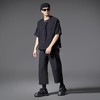 PINLI品立2025春夏新款暗纹直筒裤黑色休闲九分裤子男士百搭潮牌B252117019 商品缩略图1