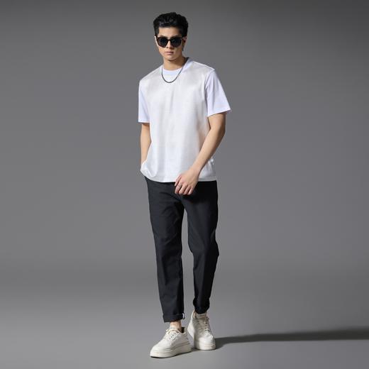 PINLI品立2025春夏新款潮牌宽松短袖T恤男士简约百搭拼料休闲上衣B252111003 商品图1