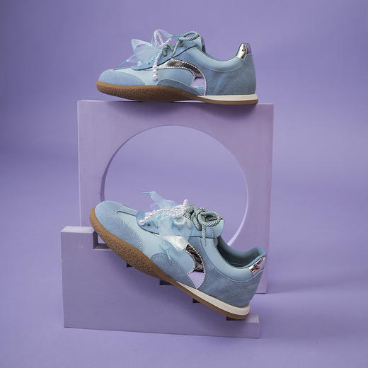 豪麟名鞋奥莱迪嘉女鞋时尚休闲鞋牛反绒面革+织物DJJGA51WX017蓝色  原价1660元 商品图3