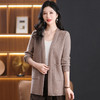 CC-101-88238春秋季新款中年人V领中长款披肩上衣百搭贵气羊毛针织外套 商品缩略图0