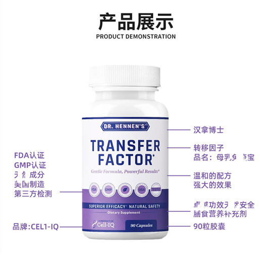 1V1咨询方案美国汉拿博士母乳免疫宝胶囊提高转移因子Cell-IQ 商品图3