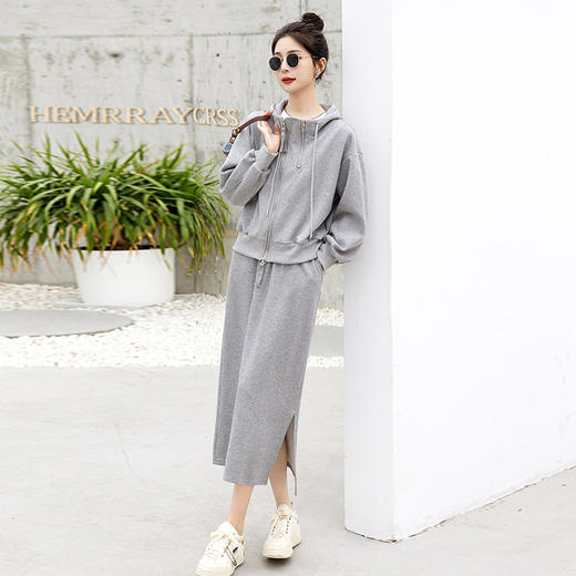 HR-YXG3102时尚休闲两件套裙2025春季新款女装卫衣中长款半身裙套装 商品图1