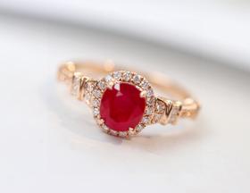 1.12ct刻面红宝石戒指