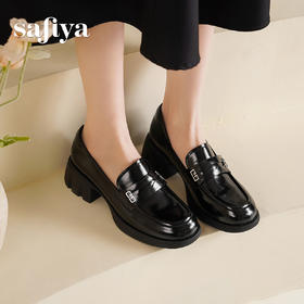 Safiya/索菲娅2025英伦风金属扣百搭轻便增高JK乐福小皮鞋 SFD1112170