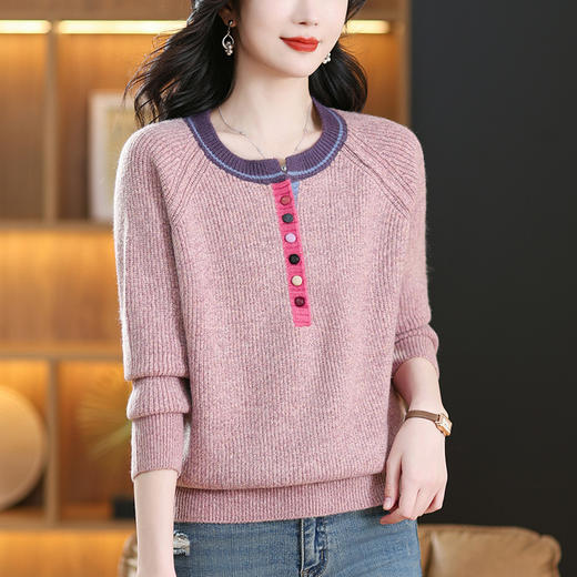 宽松短款粗线针织衫，漂亮洋气打底上衣CC-17-6784 商品图1