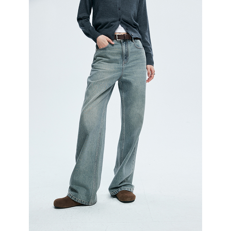棉仓362619005-理想牛仔，高腰直筒复古丹宁，拖地裤神裤