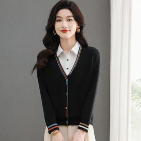 CC-5-6329设计感小众百搭假两件短款针织衫港味优雅时髦气质年轻上衣